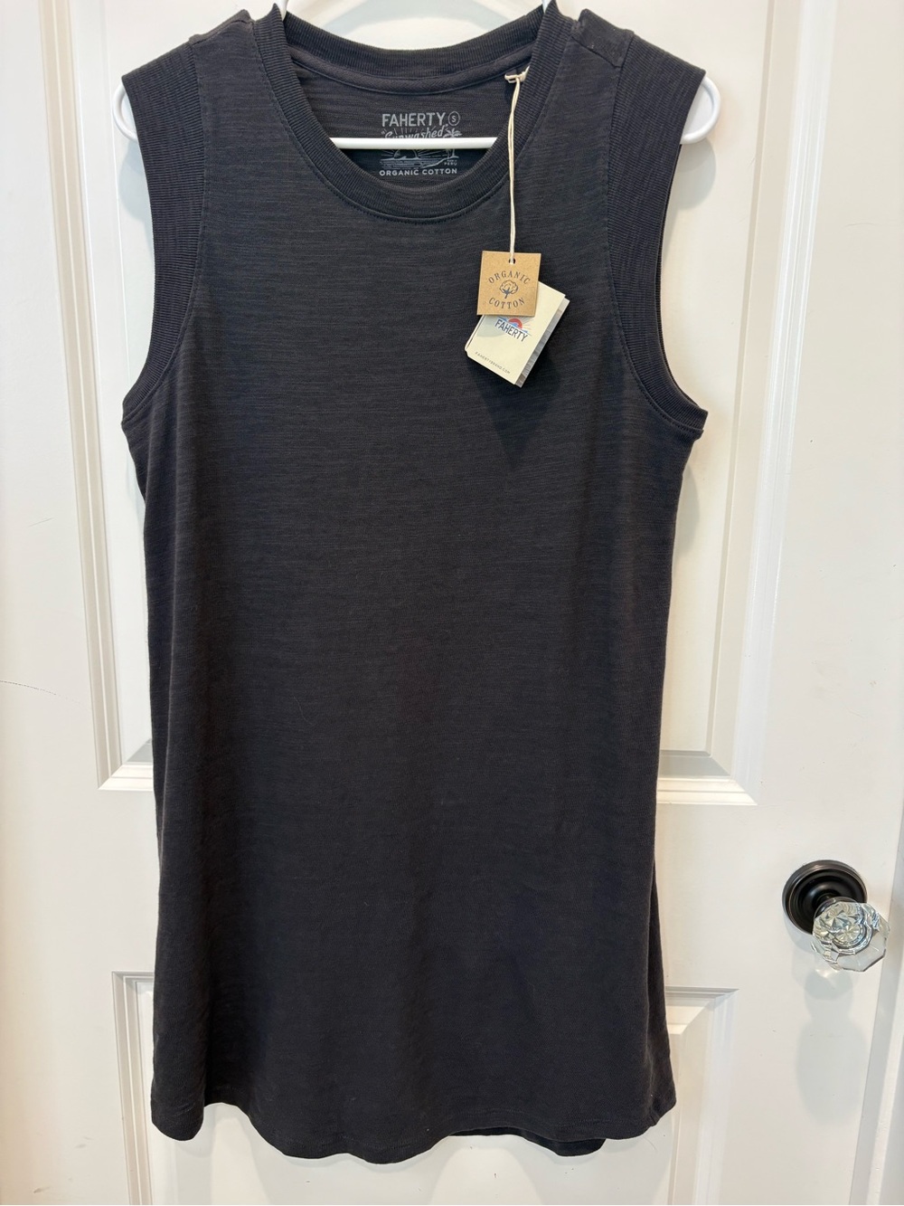 Faherty Sunwashed Organic Cotton Sleeveless Dress Steel gray S NWT